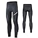 MEETWEE Herren Radlerhose Lange Fahrradhose, Kompression Radhose Leggings Radsport Hose für Männer Elastische Atmungsaktive 3D Schwamm Sitzpolster (Schwarz, L)