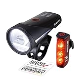 SIGMA Fahrradlicht Set Aura 100/Blaze Link mit Innovativer Kopplungsfunktion & Automatischer Lichtanpassung|LED Fahrrad Licht Vorne Mit 100 Lux Bis 3h Laufzeit | Fahradlichterset LED, Micro-USB & IPX4