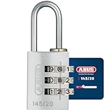 ABUS Zahlenschloss 145/20 Silber - Kofferschloss, Spindschloss u. v. m. - Aluminium-Vorhängeschloss - individuell einstellbarer Zahlencode - ABUS-Sicherheitslevel 3