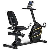 SportPlus Heimtrainer mit Magnetbremse 24 Widerstandsstufen, gelenk- und rückenschonend, extra weicher Sitz, bis 200 Watt, Fitnessgerät für Senioren Black/Sun (App-kompatibel)