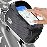 HiLo sports Fahrrad Oberrohrtasche für Smartphone wasserabweisend - Rad Rahmentasche am Oberrohr - Handy Fahrradtasche Rahmen E-Bike Mountainbike (schwarz)